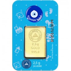 24 Ayar 2.5 Gram Külçe Altın Erkek Bebek